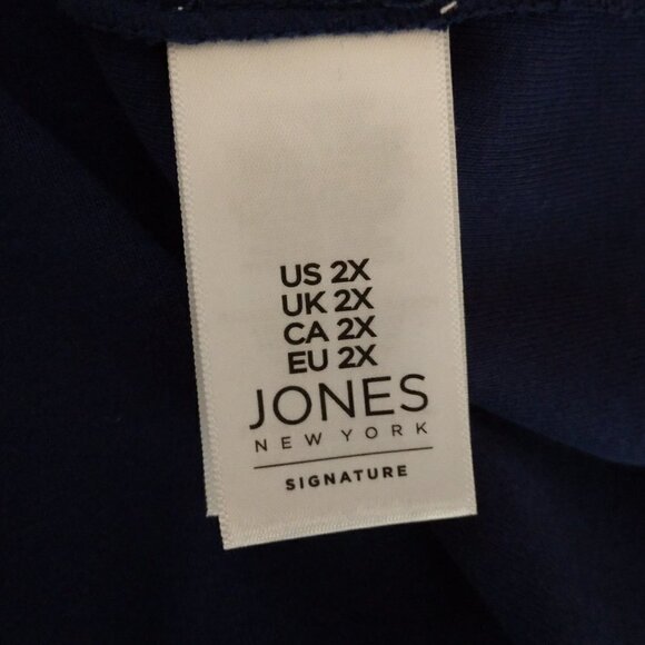 Jones NY | Blue Cotton Knit V-Neck Stretchy Pullover Top | Size 2X - Picture 6 of 7